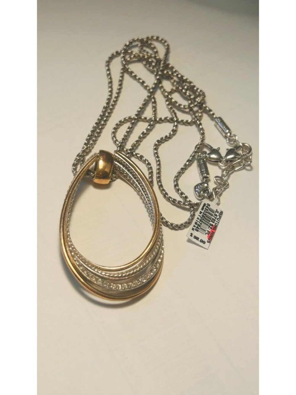 Brighton Neptune's Rings Long Necklace  silver crystal gold NWT $98